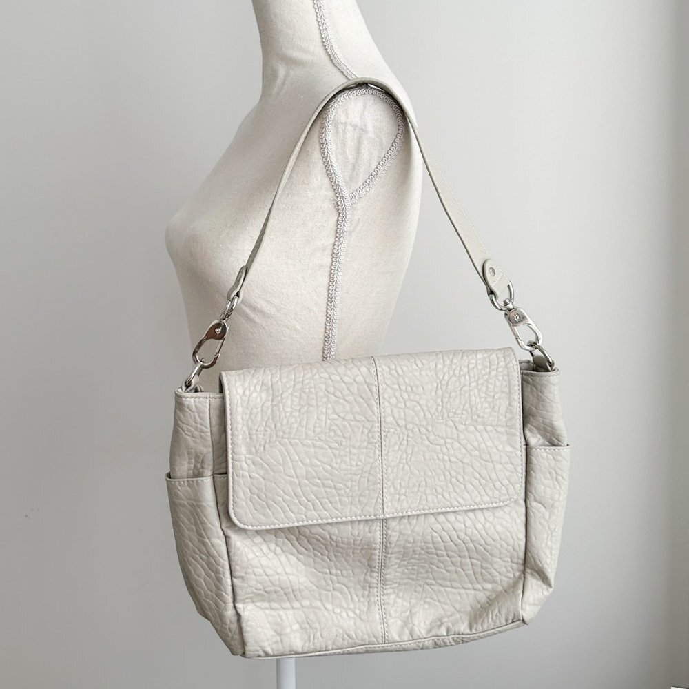 Light Grey Leather Shoulder Bag
